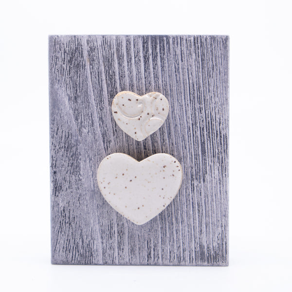 Wall Hanging – Small (two light grey hearts)