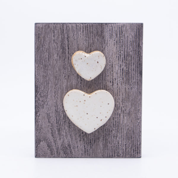 Wall Hanging – Small (two light grey hearts)