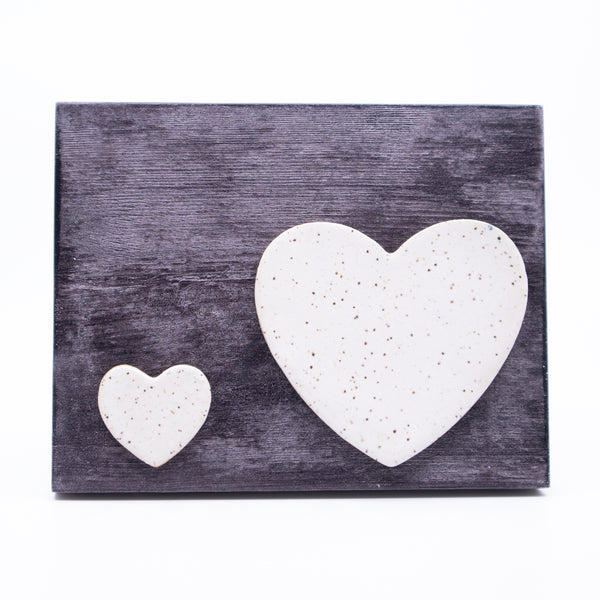 Wall Hanging – Medium (two horizontal light grey hearts)