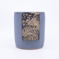 Dish/Brush Holder / Vase (blue/floral print)