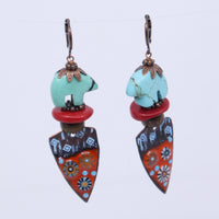 255 - Turquoise & Coral Earrings
