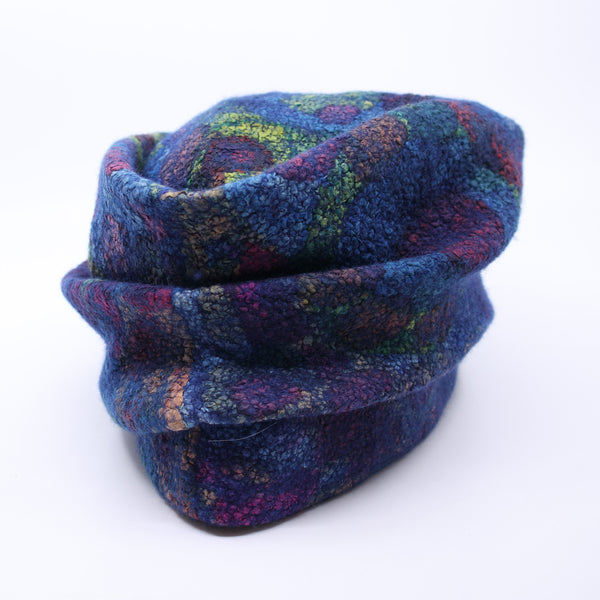 Turban Hat – Blue with Rainbow Accents