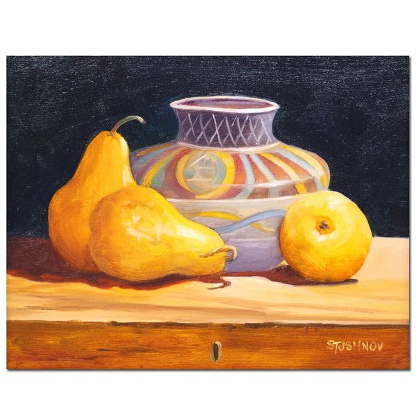 Aztec Pot with Pears (framed)