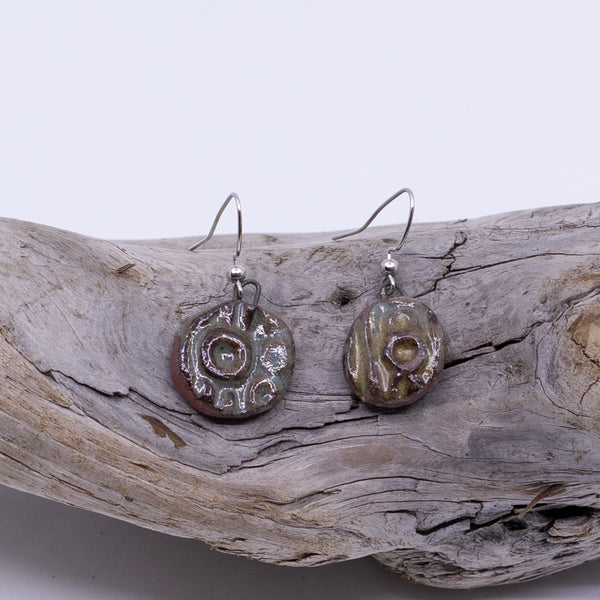 Clay Pendant Earrings (Garry Oak motif)
