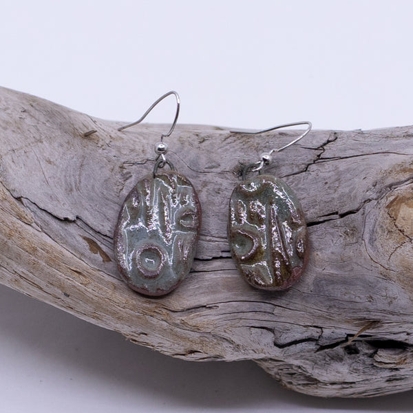 Clay Pendant Earrings (Garry Oak motif)
