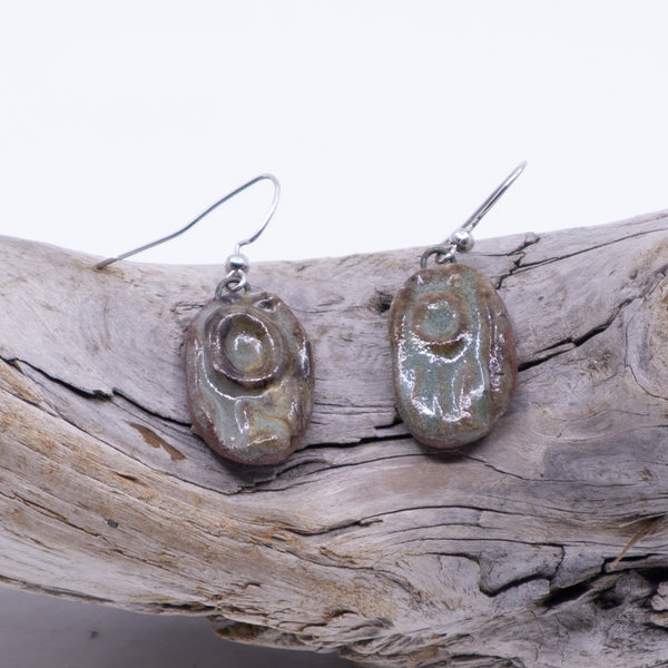 Clay Pendant Earrings (Garry Oak motif)