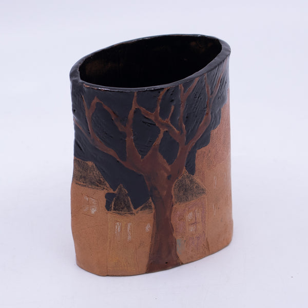 Vase (etched house scene)