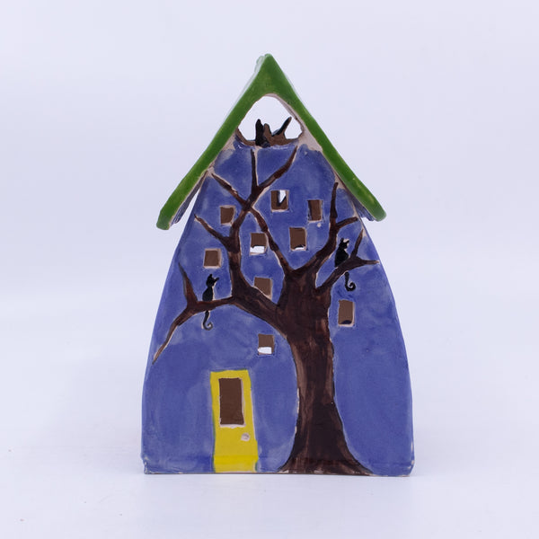 Blue House with Two Cats