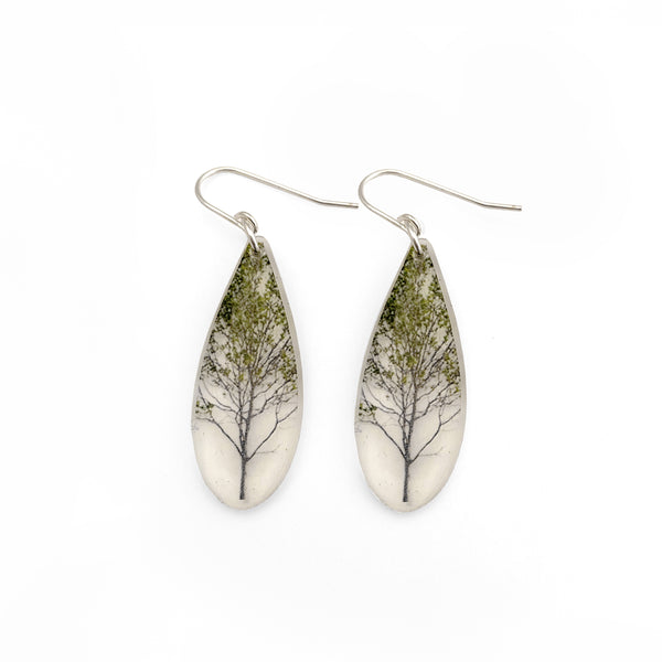 Drip Green Tree Earrings