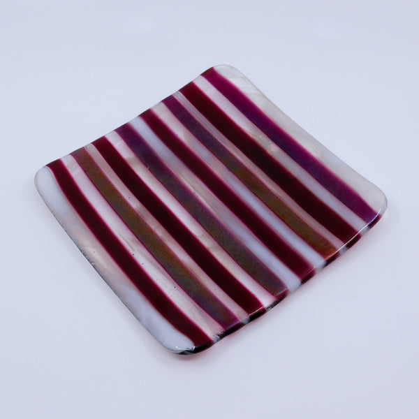 Red and White Striped Square Dish