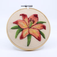Felted Embroidery Hoop (peach lily)