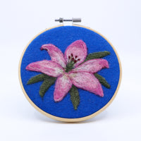 Felted Embroidery Hoop (pink lily)