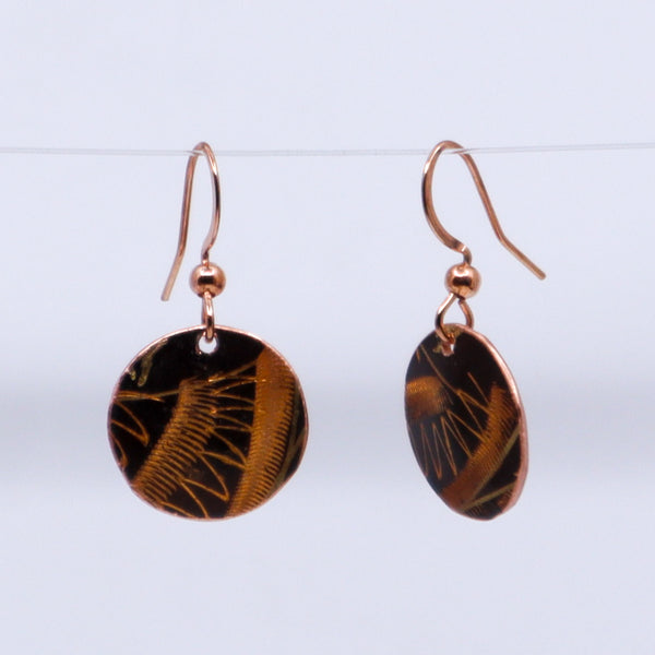 Copper circle earrings