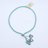 Soft Teal Lariat Necklace with Hearts & Keys