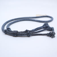 Beaded Tasseled Necklace in Pewter