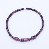 Purple Netting-Stitch Beaded Necklace