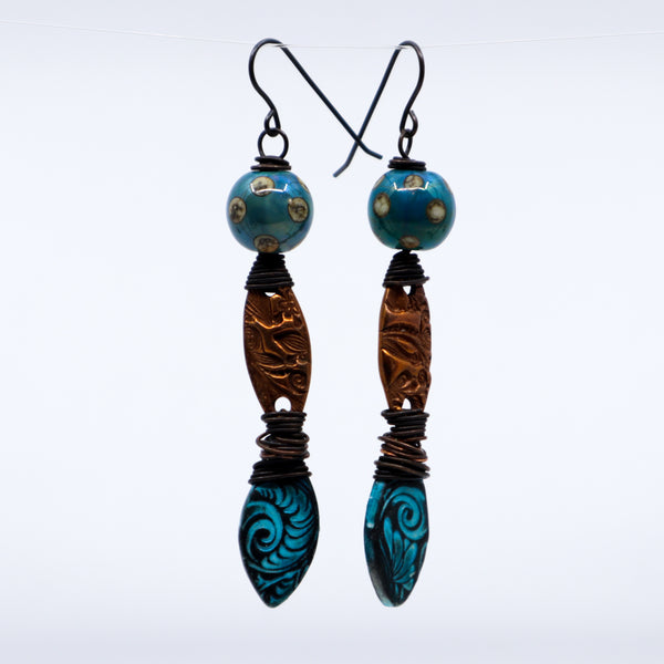 250 - Copper & Blue Earrings