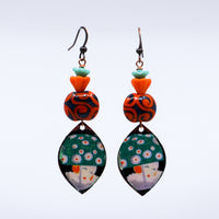 251 - Green & Orange Earrings